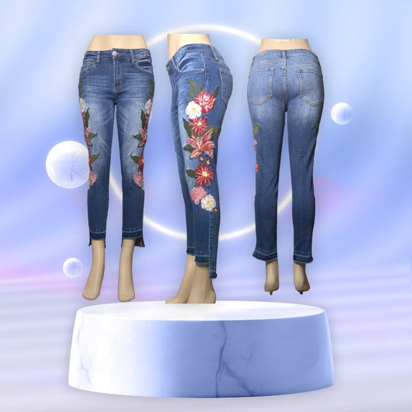 DESING LAB Gorgeous Embroidery Ankle Jeans Size 28 - Picture 8 of 16